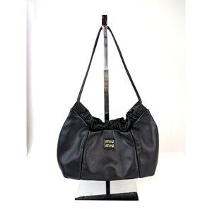 Miu Miu Nappa Black Leather Hobo Bag